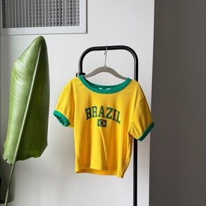Brazil Cropped T-Shirt - Yellow & Green